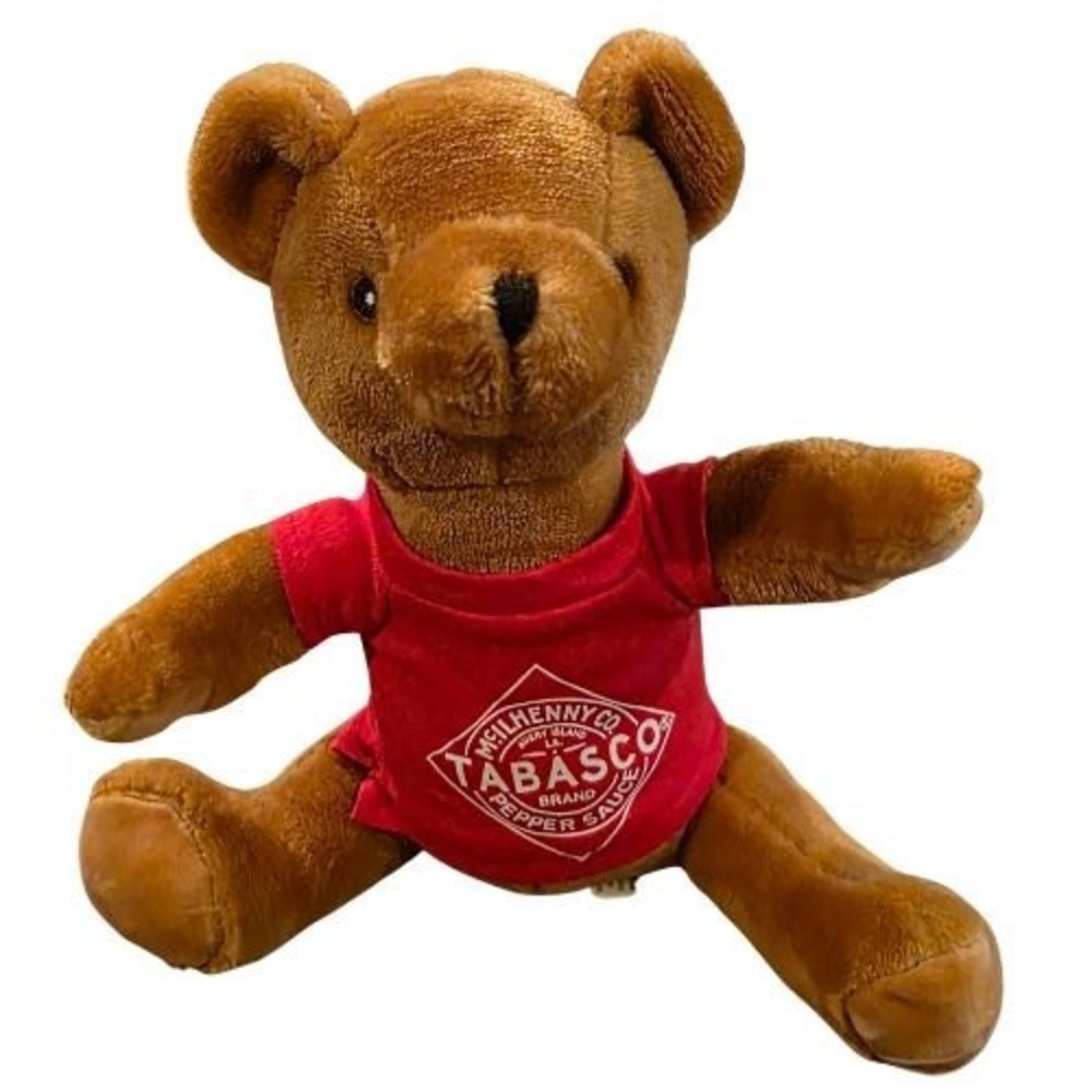 Tabasco Pepper Sauce Plush Teddy Bear Brown‎ Red Shirt McIlhenny Co Toy Avery
